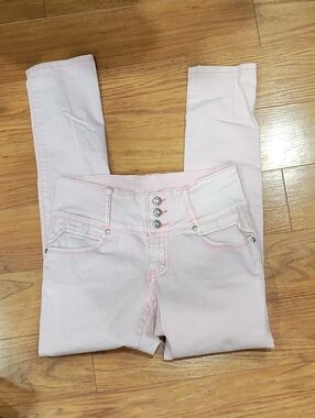 High-Rise Skinny Jeans in Soft Pink